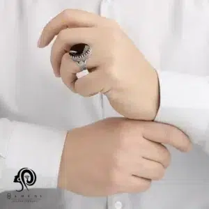 انگشتر عقیق مردانه قرمز نقره مدل RIM AG26