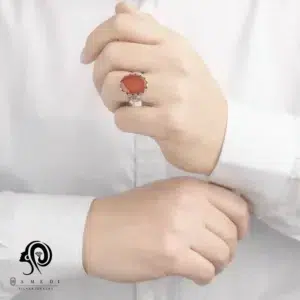 انگشتر عقیق مردانه قرمز نقره مدل RIM AG27