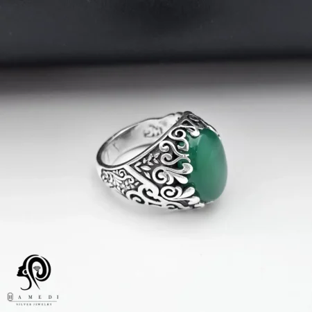 انگشتر نقره مردانه زمرد اصل مدل RIM ZO19
