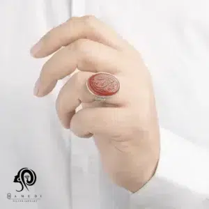 انگشتر عقیق مردانه قرمز نقره مدل RIMS AG5