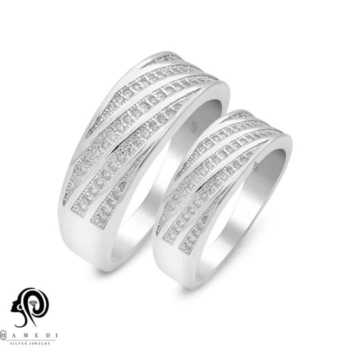 انگشتر نقره ست زنانه و مردانه مدل RIS B16