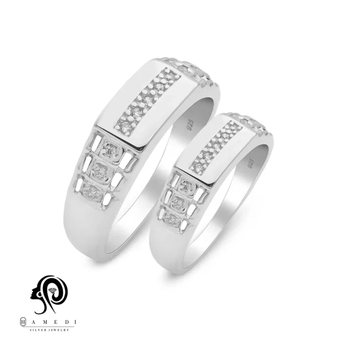 انگشتر نقره ست زنانه و مردانه مدل RIS B5