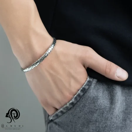 بنگل نقره مردانه طرح ماری مدل BEB T18