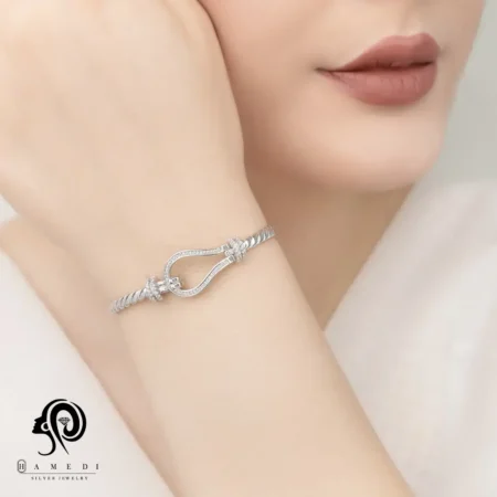 دستبند نقره زنانه النگویی امگا مدل BEG B18