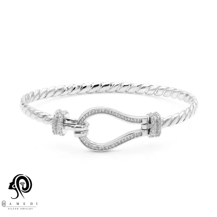 دستبند نقره زنانه النگویی امگا مدل BEG B18