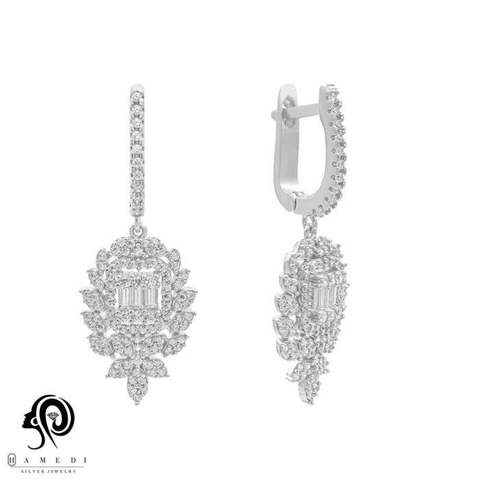 گوشواره نقره زنانه مجلسی جواهری مدل EI E9