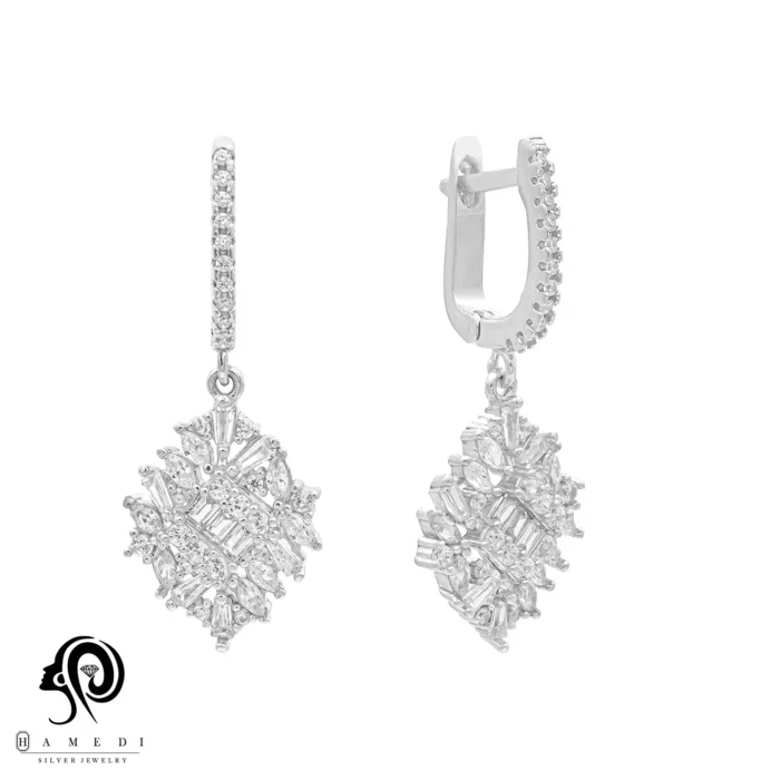 گوشواره نقره زنانه مجلسی جواهری مدل EI S7