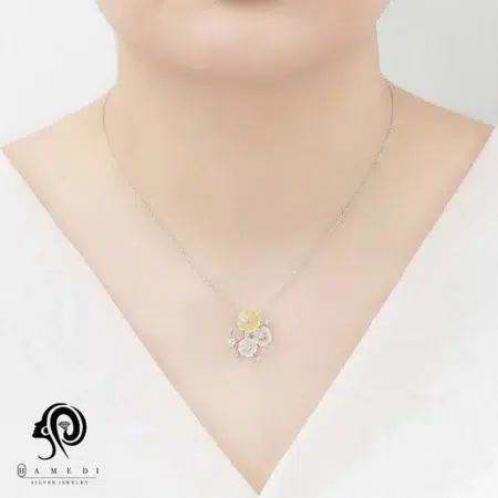 نیم ست نقره زنانه صدفی مجلسی مدل NE C19