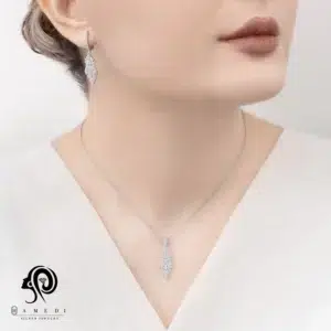 نیم ست نقره زنانه جواهری مجلسی مدل NI F18