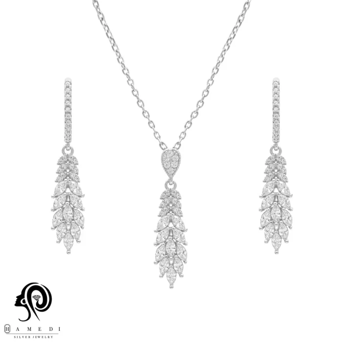 نیم ست نقره زنانه جواهری مجلسی مدل NI K15