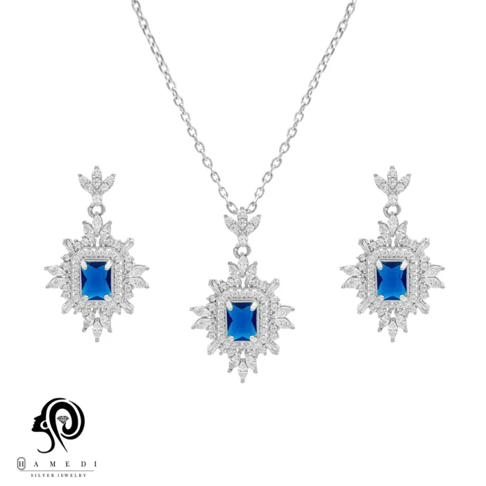 نیم ست نقره زنانه مجلسی جواهری مدل NI F74