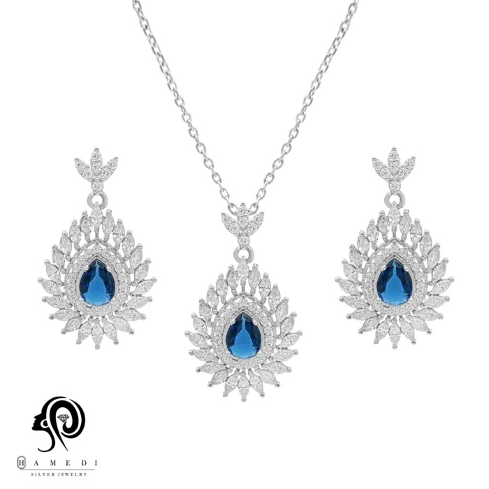 نیم ست نقره زنانه مجلسی جواهری مدل NI F76