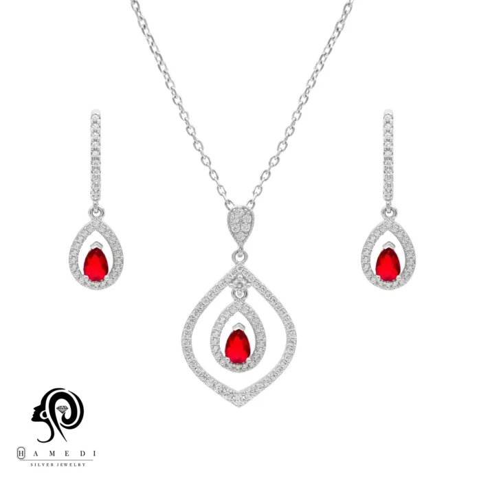 نیم ست نقره زنانه مجلسی جواهری مدل NI F78