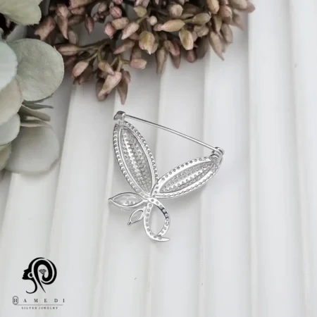 گل سینه نقره زنانه سنجاقک مدل OE R10