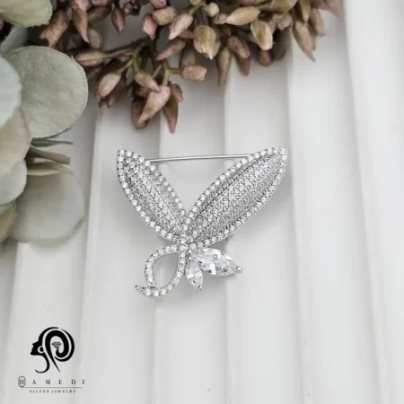 گل سینه نقره زنانه سنجاقک مدل OE R10