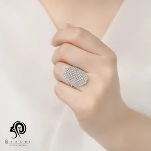 انگشتر نقره زنانه مجلسی جواهری مدل RE B131