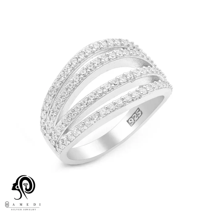 انگشتر نقره زنانه مجلسی جواهری مدل RI B142