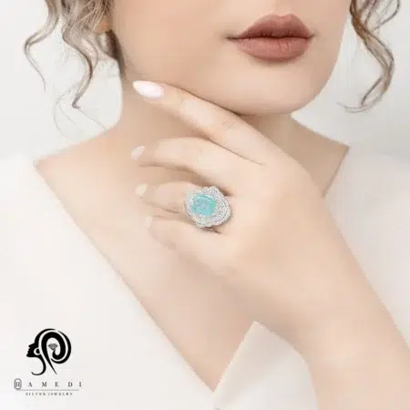 انگشتر نقره زنانه مجلسی دابلت مدل RE R44
