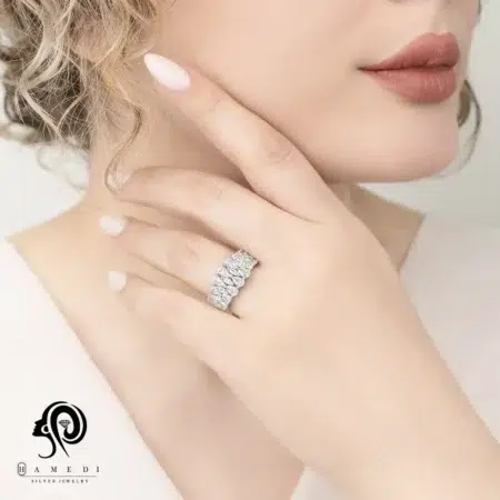 انگشتر نقره زنانه مجلسی جواهری مدل RI A5