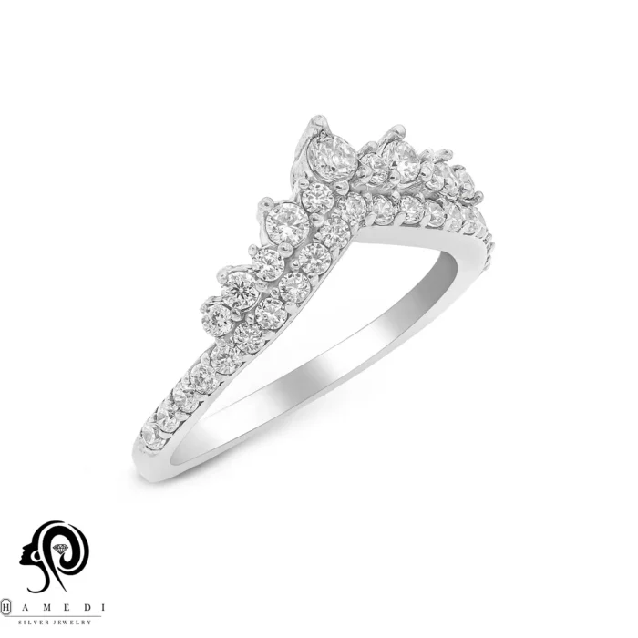 انگشتر نقره زنانه طرح تاج مدل RI B53