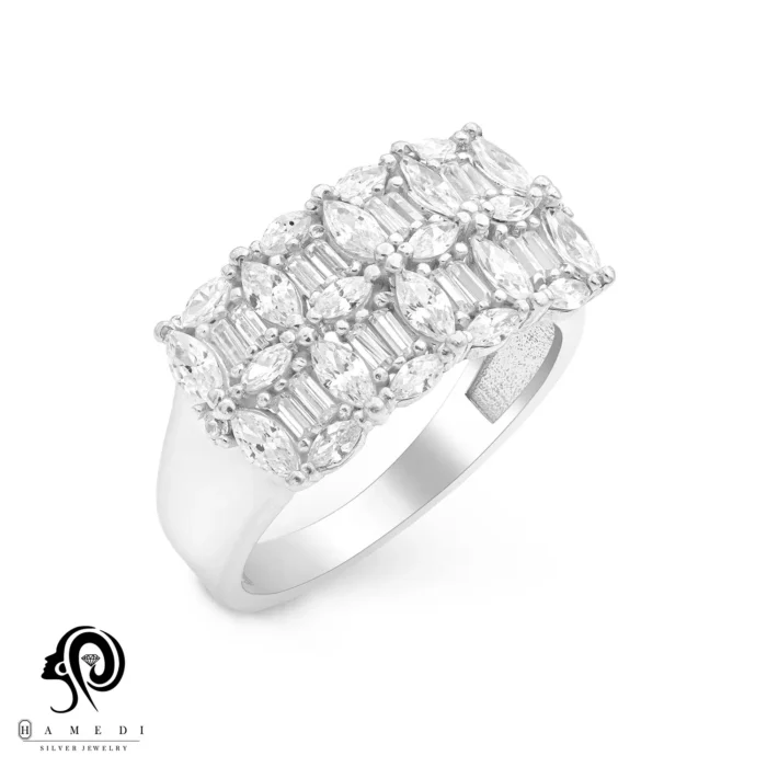 انگشتر زنانه نقره جواهری مجلسی مدل RI D11