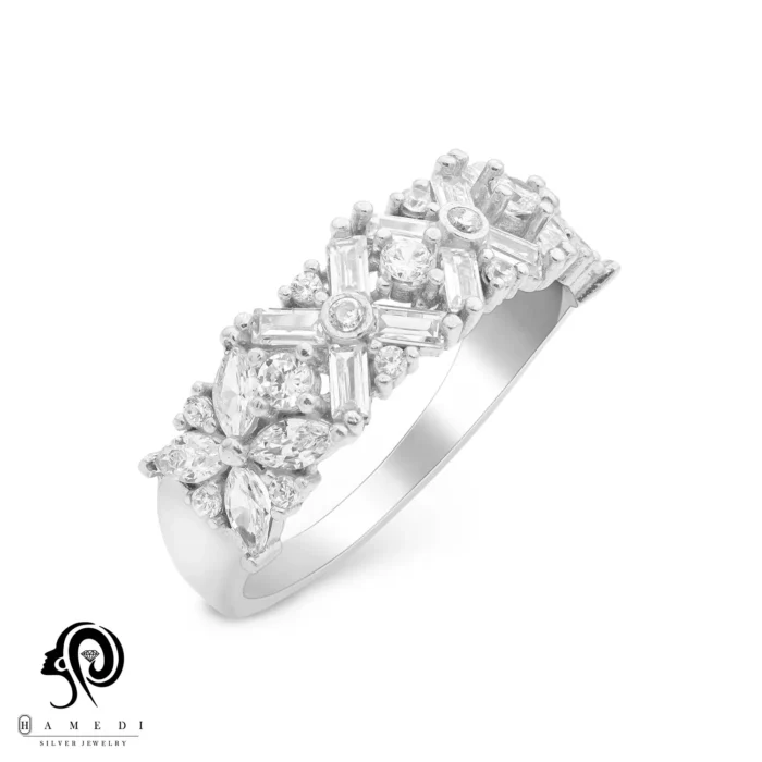 انگشتر زنانه نقره جواهری مجلسی مدل RI D14