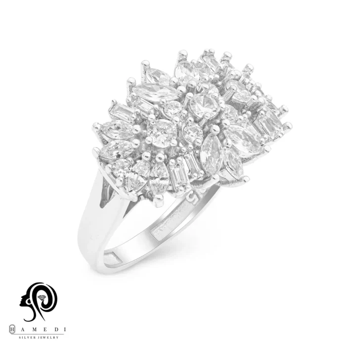 انگشتر زنانه نقره جواهری مجلسی مدل RI D15