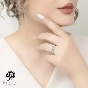 انگشتر زنانه نقره جواهری مجلسی مدل RI E95