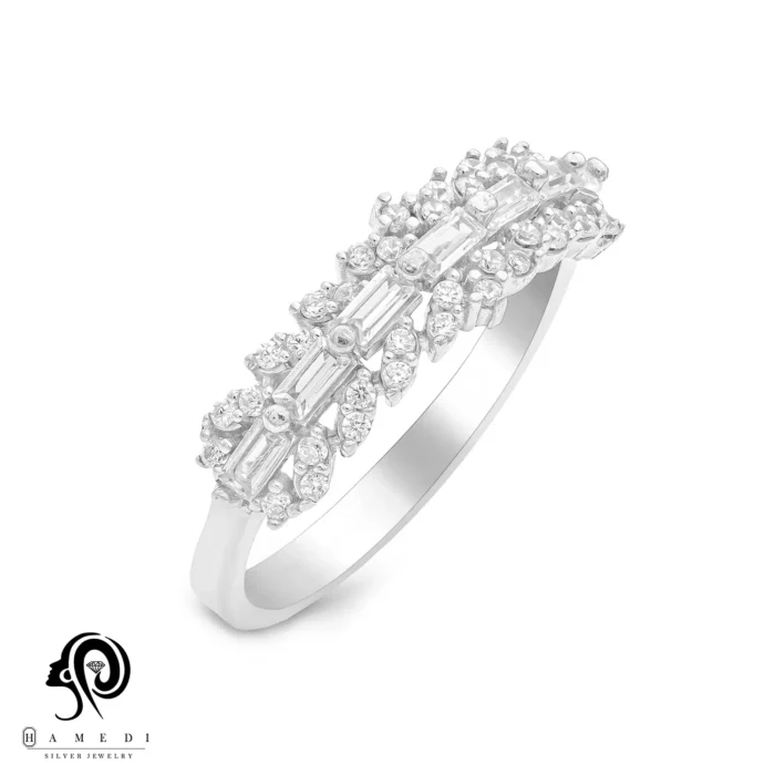 انگشتر زنانه نقره جواهری مجلسی مدل RI E95