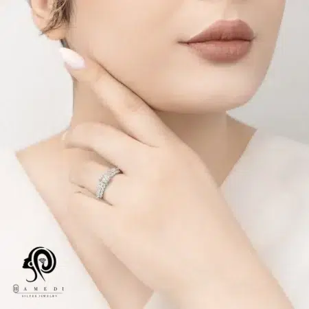 انگشتر زنانه نقره جواهری مجلسی مدل RI E96