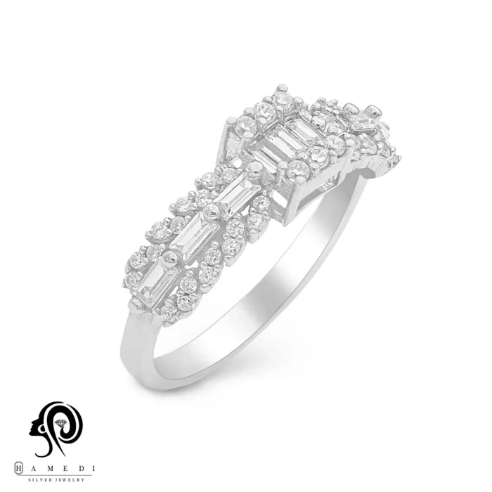 انگشتر زنانه نقره جواهری مجلسی مدل RI E96