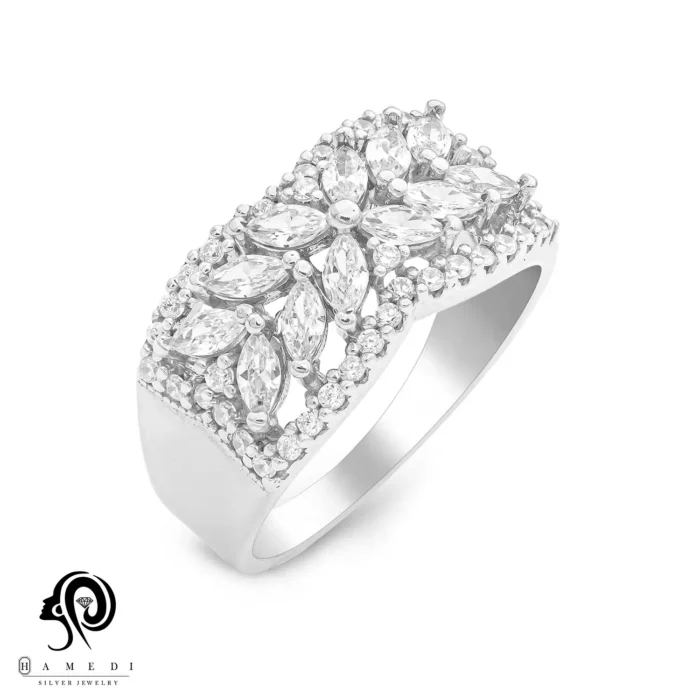 انگشتر زنانه نقره جواهری مجلسی مدل RI K60