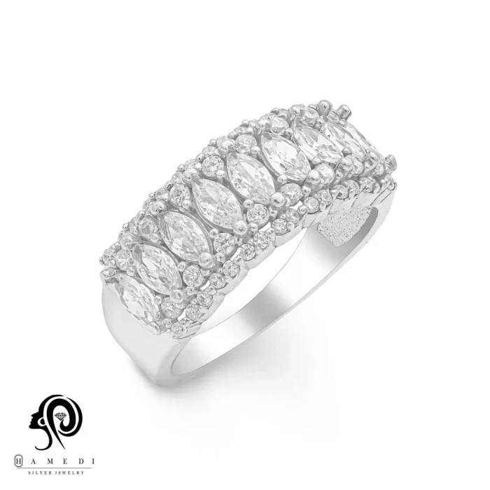 انگشتر زنانه نقره جواهری مجلسی مدل RI K61