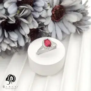 انگشتر نقره زنانه نگین رنگی مدل RI R118