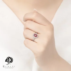 انگشتر نقره زنانه نگین رنگی مدل RI R118