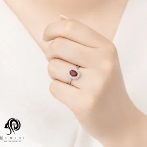 انگشتر نقره زنانه نگین رنگی مدل RI R158