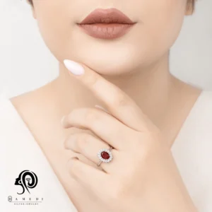 انگشتر نقره زنانه نگین رنگی مدل RI R158
