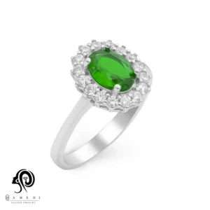 انگشتر نقره زنانه نگین رنگی مدل RI R158