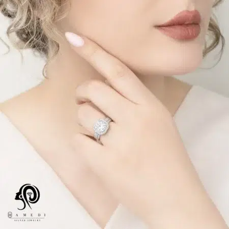 انگشتر زنانه نقره جواهری مجلسی مدل RI R185