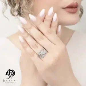 انگشتر نقره زنانه مجلسی جواهری مدل RI S7