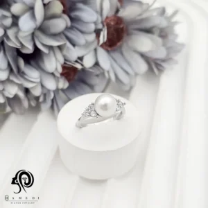 انگشتر نقره زنانه مروارید مجلسی مدل RI Y13
