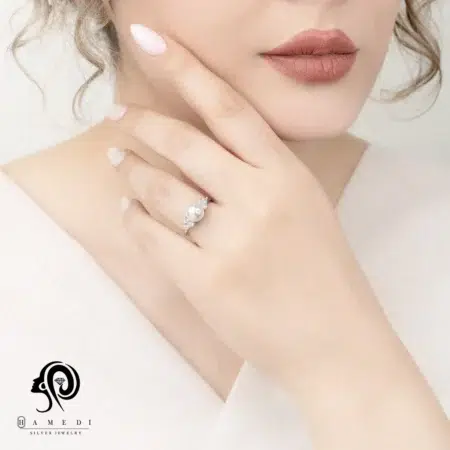 انگشتر نقره زنانه مروارید مجلسی مدل RI Y13