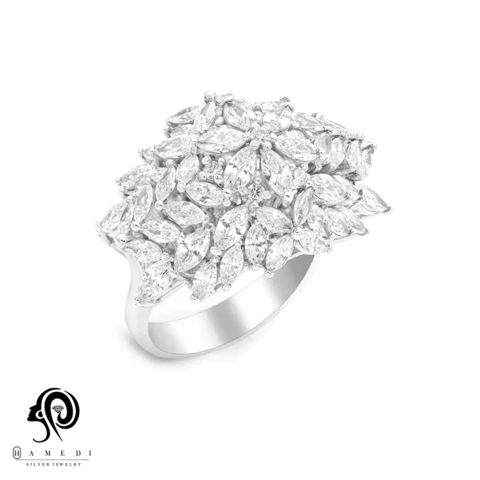 انگشتر نقره زنانه لوکس کوکتل مدل RIL K10