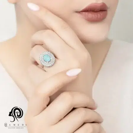 انگشتر نقره فیروزه زنانه مدل RIO FI1