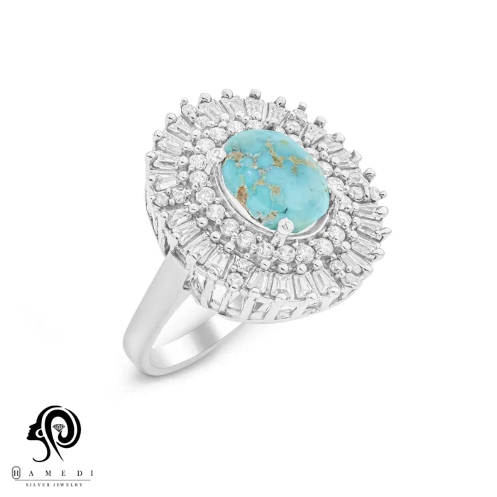 انگشتر نقره فیروزه زنانه مدل RIO FI1