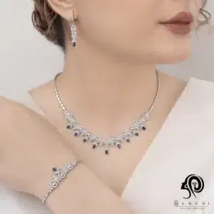 سرویس زنانه نقره رنگی مجلسی مدل SI F64