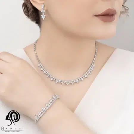سرویس نقره زنانه جواهری لوکس مدل SIL K3