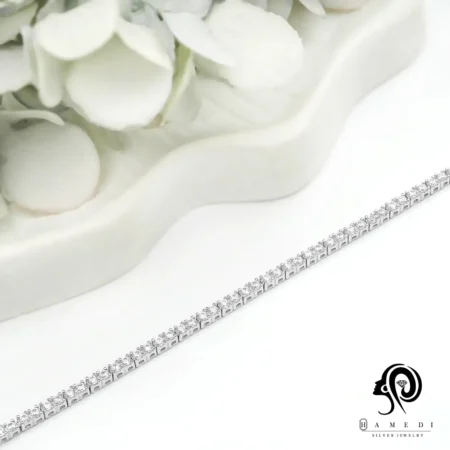 دستبند تنیسی نقره زنانه سایز نگین 1.75 مدل BE R11