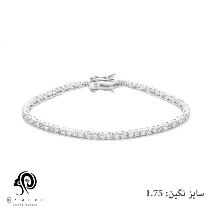 دستبند تنیسی نقره زنانه سایز نگین 1.75 مدل BE R11