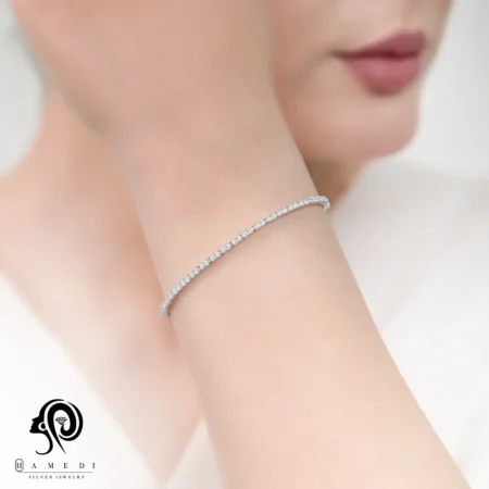 دستبند تنیسی نقره زنانه سایز نگین 1.75 مدل BE R11